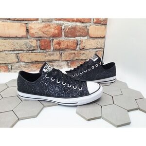 Converse By You Chuck Taylor All Star Low Glitter Black White Men Sz 8.5